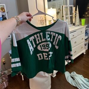 T.J.Maxx Green and White Athletic Tee